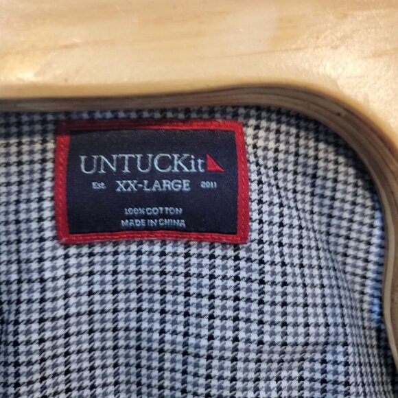 UNTUCKit Men's Button Up Dress Shirt Size XXL Gray Blue Plaid Long‎ Sleeve - Picture 4 of 5